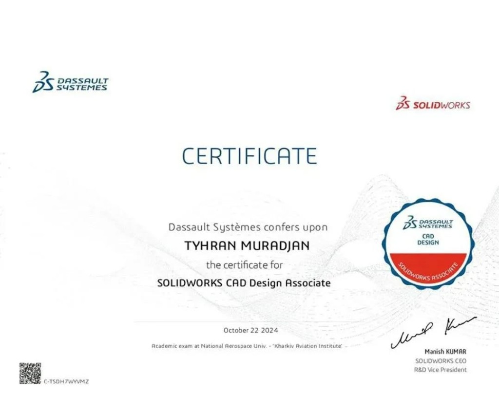 Tyhran Muradjan — SOLIDWORKS CAD Design Associate